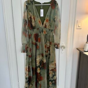 Baltic Born Green Floral Long Sleeve Dress